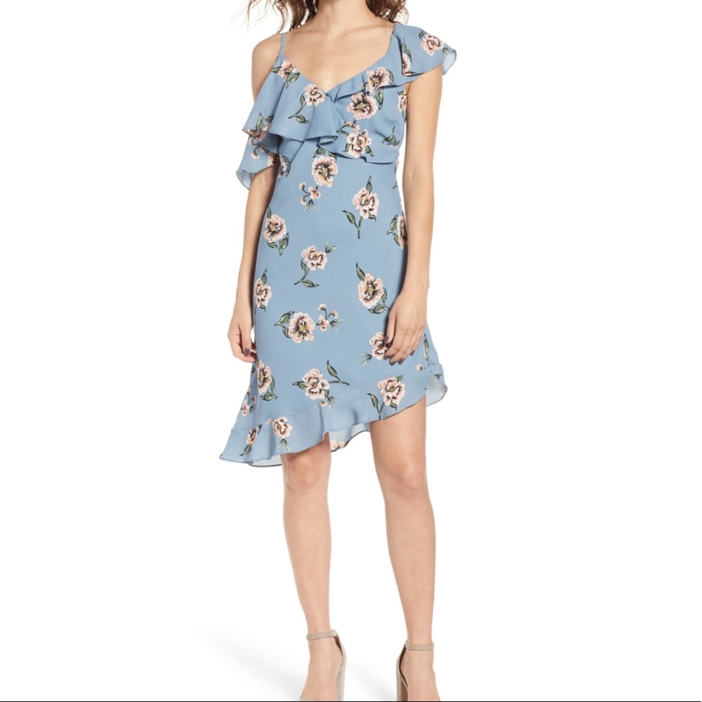 MIMI CHICA On Trend Ruffle Dress Teal Large